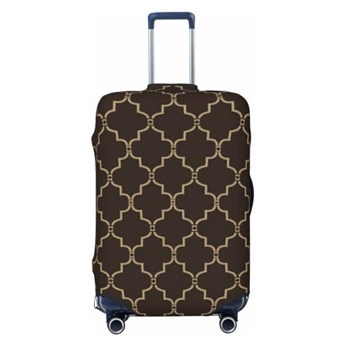 Brown Moroccan Trellis Luggage Cover Washable Elasticated Luggage Covers for Suitcase TSA Approved Stylish Scratch Resistant Luggage Case Protector