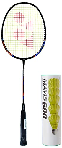Image of Yonex Nanoray Light 18i Graphite Badminton Racquet with Free Full Cover (77 Grams, 30 lbs Tension) & Yonex 600 Mavis Nylon Shuttlecock (Yellow)