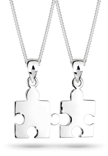 Collier Femme Puzzle Argent 925 - Cadeau Idéal pour Couple et Amie