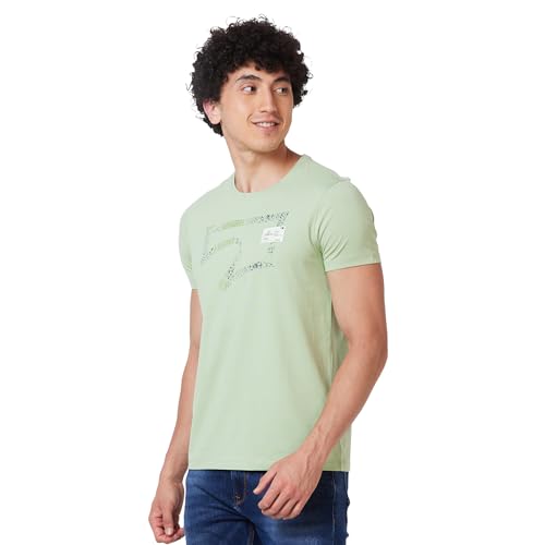 Image of Spykar Men's Slim Fit Round Neck Half Sleeve Solid Casual T-Shirt