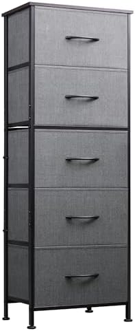 WLIVE Fabric Dresser, 5-Drawer Tall Dressers for Bedroom, Storage...