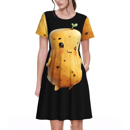 Robe d'été décontractée pour femmes Cute Potato à manches courtes