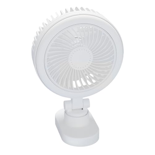 Rudiaoa Ventilador portátil de camping con luz LED de 2000 mAh, recargable por USB, ventilador de clip de 3 velocidades para exteriores
