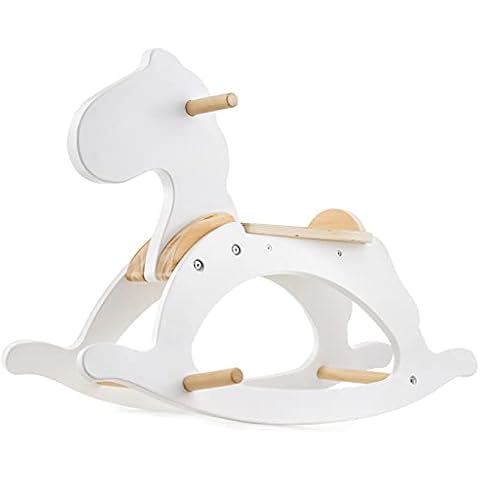 Mamabrum, Wooden Rocking Horse White Classic Rocking Animal Chic Rocking Horse Children Rocking Toy Toddler Toy Rocking Chair Boy and Girl from 1 Year Cover