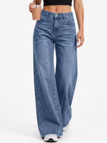 Trendy Queen Women's Wide Leg Jeans Casual Stretchy Baggy Denim Pants 2026 | Mid-Rise Waist Relaxed Loose Fit Straight Leg Daily Outings Work Travel Fall Winter Clothes - image 5