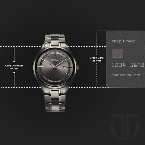 Titan Clasique Slim Quartz Analog with Date Grey Dial with Grey Color Stainless Steel Strap Watch for Men