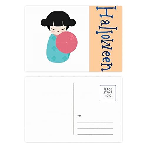 Cartes postales d'Halloween Kimono Sakura Bleu en lot de 20 pièces pour correspondance