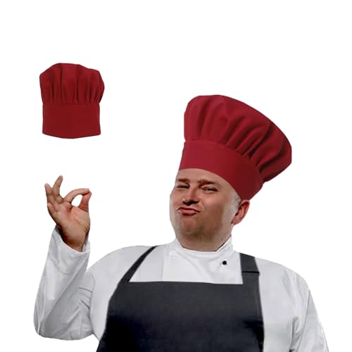 Extra Large Chefs Hat Similar to Hat Size XL, XXL, 7 1/2 or up, Red, 1PK
