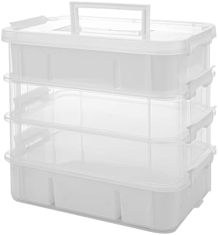 CraftGenes Craft Organizer, 4 Tier Storage Box with Removable Trays, White