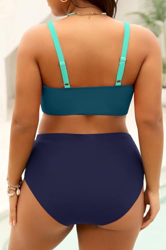 Image of Tempt Me Plus Size Two Piece Swimsuit - Women High Waisted Bikini Set Tummy Control Bathing Suits
