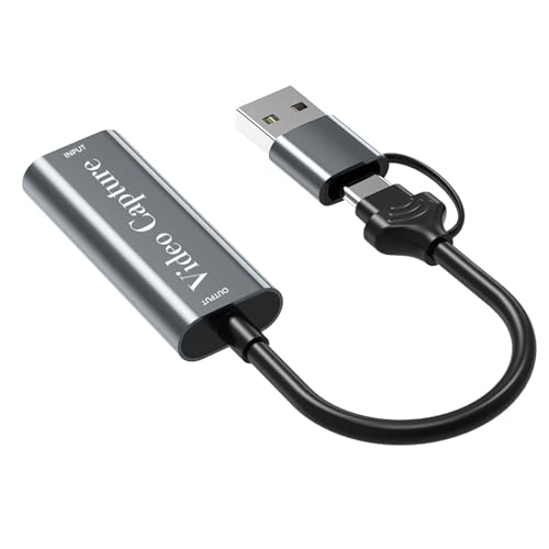Video Capture Card, 4K HDMI to USB HDMI Video Capture Device Compatible with Capture Card Nintendo Switch, for Editing Video/Games/Streaming/Online Teaching/Calls/Recording(silver)