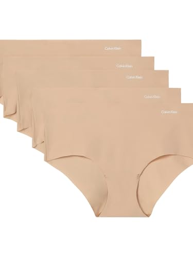 Calvin Klein Women's Invisibles Seamless Hipster Panties, 5 Pack, Light Caramel, Small