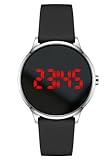 Bisley Orologio facile da leggere del fronte dell'esposizione di LED dell'orologio digitale del silicone unisex grande, Argento/nero.