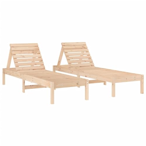 JHQHSM Hamaca de madera maciza, 2 unidades, pino, 199,5 x 60 x 74 cm, con respaldo ajustable para jardín y terraza, baño de sol relajante al aire libre con diseño de listones y repelente al agua