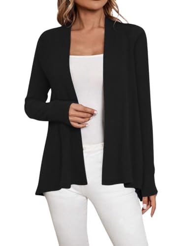 Sweet Hearts Long Sleeve Black Cardigan for Women- Lightweight Open Front Knit Sweaters Women’s Kimonos Fall Duster2