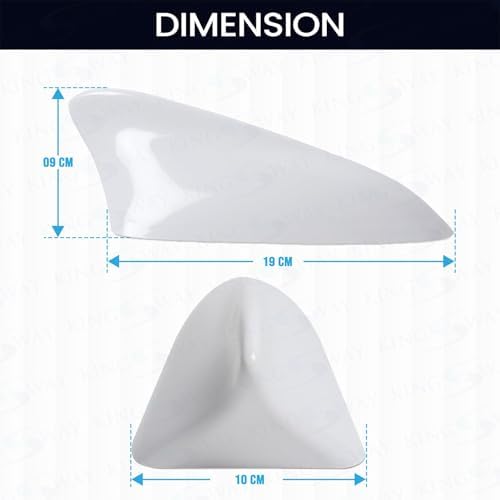 KINGSWAY Accessories Shark Fin Car Antenna Universal Size and Compatible with Tata Nexon EV Year 2020 to 2023, Car Radio FM AM, DIY Easy Replacement Original Car Antenna, 1 Piece, White Color