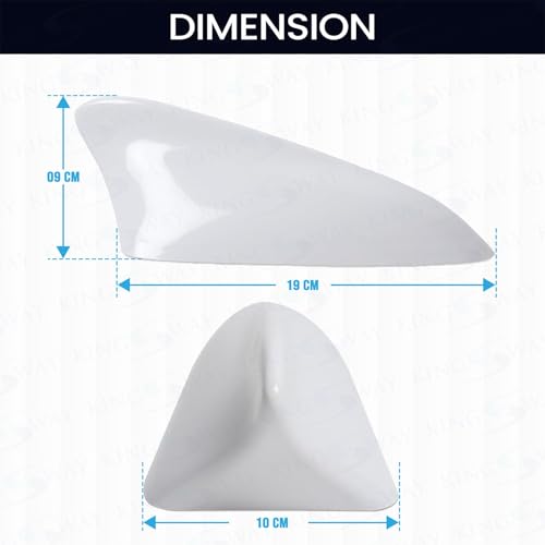 KINGSWAY Accessories Shark Fin Car Antenna Universal Size and Compatible with Tata Nexon EV Year 2020 to 2023, Car Radio FM AM, DIY Easy Replacement Original Car Antenna, 1 Piece, White Color