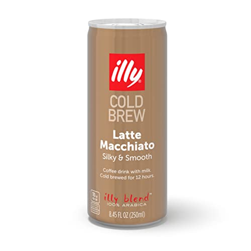 illy Ready To Drink Coffee – Latte Macchiato Cold Brew Cans - 100% Arabica - Smooth & Refreshing Taste - Convenient, Easy to Carry Drink with Milk – 8.5 oz., 12 Pack