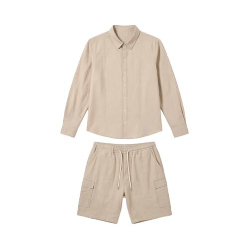 Chemise et short respirant en lin ensemble estival pour homme chic