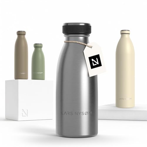 Image of LARS NYSOM Stainless Steel Insulated Water Bottle 12oz 17oz 25oz 34oz 51oz | Insulated Thermo Flask for Hot and Cold Beverages | Leakproof Drinking Bottle (Stainless Steel, 11.9oz)