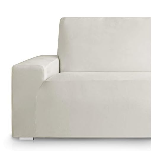 Vipalia Fundas Sofa elasticas Terciopelo. Fundas de Sofas 3 plazas. Cubresofas Ajustables. Protector Antimanchas. Confort Descanso. Marfil 3 Plazas (175-225cm)