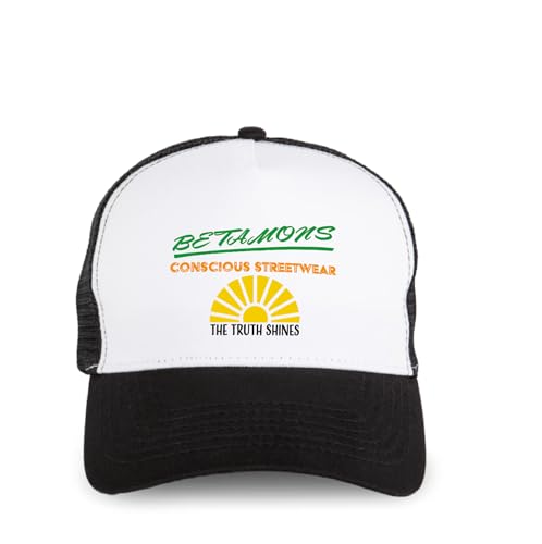 Casquette trucker blanc et noir réglable, accessoire de tête mixte adulte en coton
