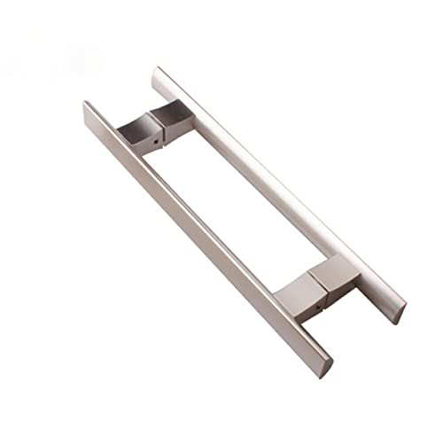 Poignée de Porte élégante en Aluminium Noir et Or Space - Quincaillerie de Salle de Bain résistante à la Rouille pour Portes en Verre ou en Bois (Argent, L 320 mm P 210 mm)
