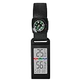 YIOBUDE Portable Thermometer Hygrometer with Accurate Temp & Humidity Detection and Compass. Crucial for a Comfortable Living Space, Camping, Workshop. Get it Now for a Controlled Environment Black