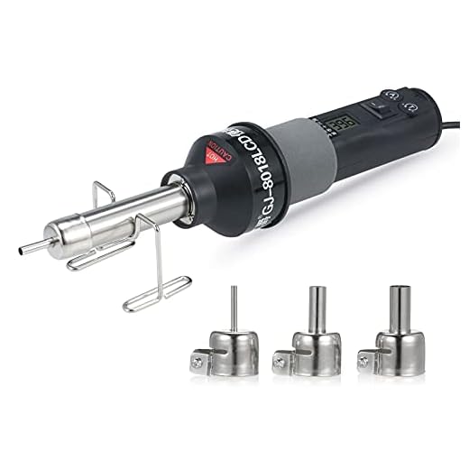 Sunydog 450W Portable Temperature-Controlled Soldering Heat Gun 450℃ Hot Air Rework Station SMD Desoldering Tool with Nozzles LCD Digital Display Airflow Control for Electronic Wiring