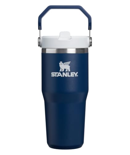 Image of STANLEY IceFlow 2.0 Flip Straw Tumbler with Handle 14 oz | Twist On Lid and Flip Up Straw | Leak Resistant Water Bottle | Insulated Stainless Steel | BPA-Free | Dark Navy