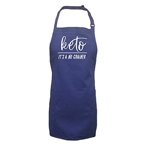 KETO IT'S A NO GRAINER Apron with 2 patch pockets in Royal - One Size
