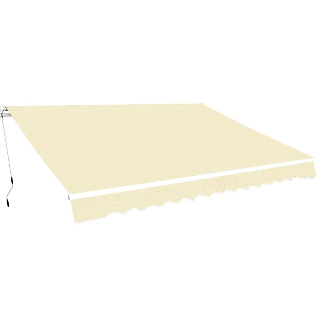 Markiza przegubowa 400 cm, kremowo-biała, wytrzymała rama aluminiowa, odporna na promieniowanie UV i warunki atmosferyczne, ręczna obsługa, idealna do ogrodu i na taras, trwała ochrona przed słońcem