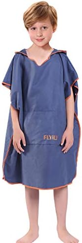 FLYILY Changing Towel Poncho Hooded light weight Microfiber surf wetsuit changing with pocket, Adults/Kids beach swimming changing towel (RoseRed, Small(Fit for Kids))