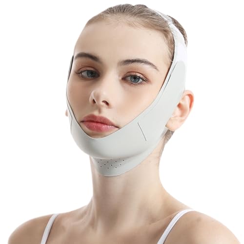 ZEPIQOR 1pcs Cheek Maske,Kinnmaske,Wiederverwendbare V-Linienmaske,Face Lifting Gürtel Für Schlafen,Doppelkinn Straffer,SchöNheits-Hals-Masken für Frau Und Mann,Grün
