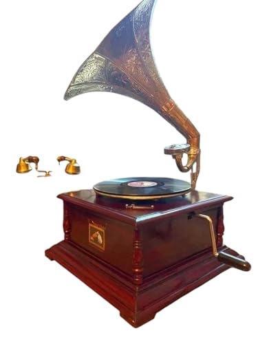 Vintage Look Gramophone Win-up Record Player Fully Functional Working Phonograph.