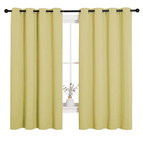Image of NICETOWN Bedroom Curtain Panels Blackout Draperies, Thermal Insulated Solid Grommet Blackout Curtains /Drapes (Paler Yellow, 1 Pair, 55 by 68-inch)