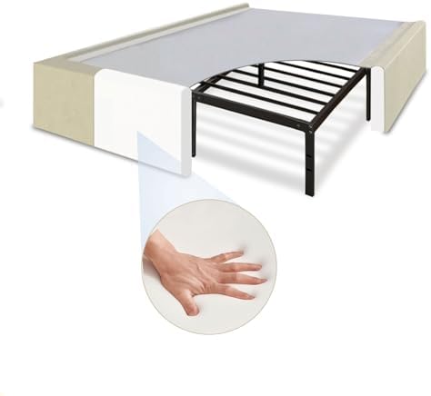 Funpkoser Ultra Soft Bed Frame Cover - King Size Upholstered Slipcover to Hide and Upgrade Your Bed - Sturdy Support Non-Slip Mattress Easy Assembly - 79.5x75.5x14 Inch White