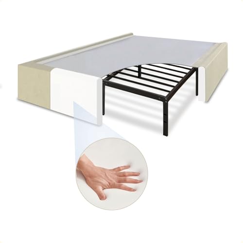 Funpkoser Ultra Soft Bed Frame Cover for Metal Bed Frame - Queen Size Upholstered Slipcover to Hide...