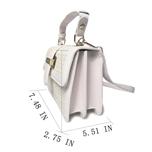 Image of Beach Purse Women Cute Summer Straw Purse Mini Clutch Woven Tote Vacation Handbags Beach Straw Shoulder Bag