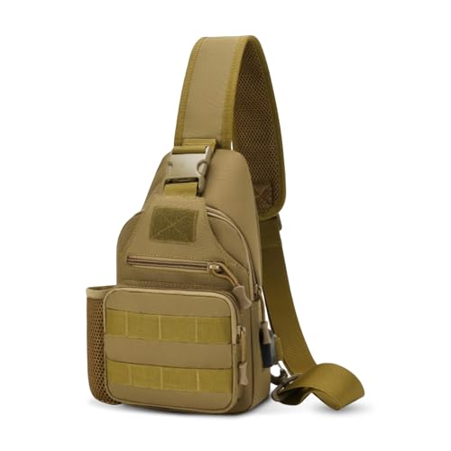 Image of CARRY TRIP OUTDOORS Sling Chest Bag, 900D Nylon Tactical MOLLE Compact Crossbody Camping, Hiking, Cycling, Travel Pack, Water-Resistant Shoulder Sling Bag for Men & Women