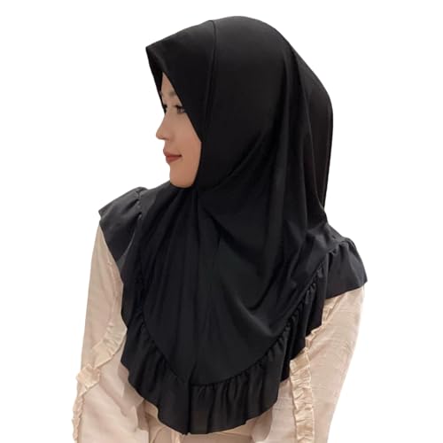 SIQITECHNO Women Muslim Hijab Scarf Ruffled Islamic Arabic Turban Instant Long Head Scarf Shawl Eid Prayer Head Wrap2