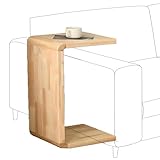 GTYMTTX Mesa U/C para Sofá y Cama, Mesa Lateral Multifuncional, Madera Maciza Natural con Acabado Lacado, Ligera y Estable, Rincones Pequeños