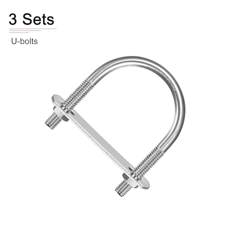 Image of DTGN M6x38x58mm(ThreadxWxL) Round U Bolt - 3Pack - Good for Trailer Pipe Replacement Parts - 304 Stainless Steel U Shape Bolts