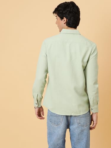 Image of KOTTY Men's Textured Casual Shirt - Long Sleeve||Button-Down Collar||Classic Fit