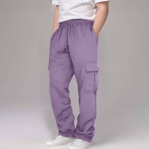Cargo Joggers for Boys Drawstring Active Workout Jogger Pants Relaxed Fit Trousers Hiking Cargo Pants with Flap Thigh Pockets2