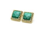 Anemone Jewelry Malachite Orecchini per Donne - Lussuosi Orecchini a Perno Quadrato in Oro 14k - Gioielli Artigianali per Matrimoni, Feste, Casual, Orecchini Regali per Mamma, Sorella, Figlia, Moglie