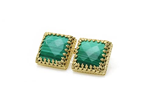 Boucles d'oreilles malachite carrées en or 14k luxueuses Bijoux Anémone