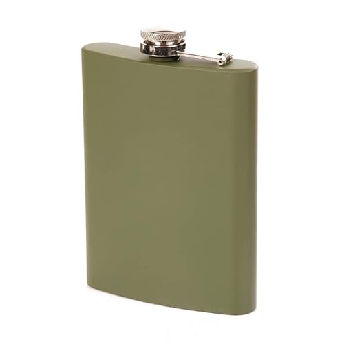 Edelstahl Flachmann - ca. 240ml - Stainless steel flask 8 oz military green / Outdoor Survival Cover