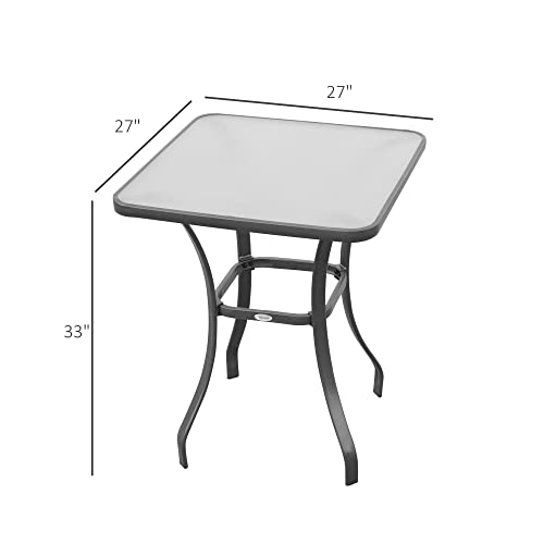 Outsunny 27" Square Bistro Table Garden Dining Table Outdoor Tempered Glass Table #TOP2