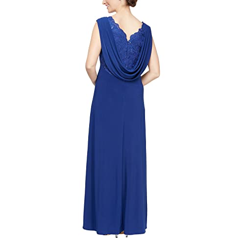 Image of Alex Evenings Women's Long Cowl Back Mother of The Bride Dress, Formal Event, Wedding Guest Gown (Petite and Regular Sizes)